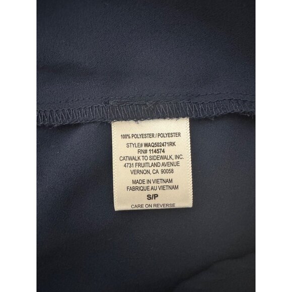 Size Small NAVY BLUE COLD SHOULDER CHIFFON BLOUSE Fall Boho Peasant Bohemian‎ - Picture 6 of 7